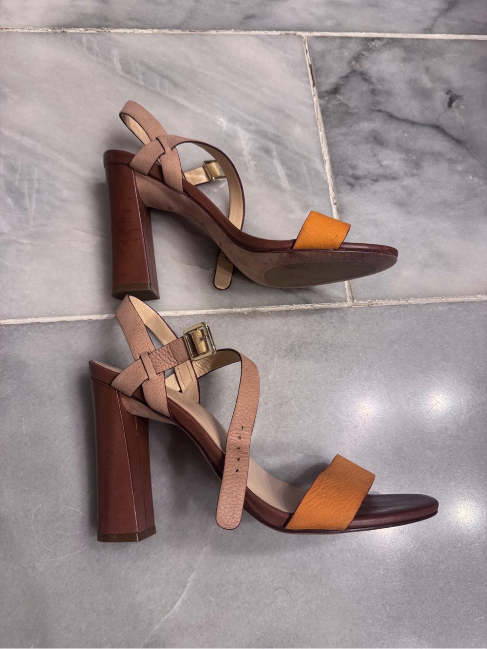 Women's Cole Haan Block Heel Sandals Brown, Nude and Orange 8